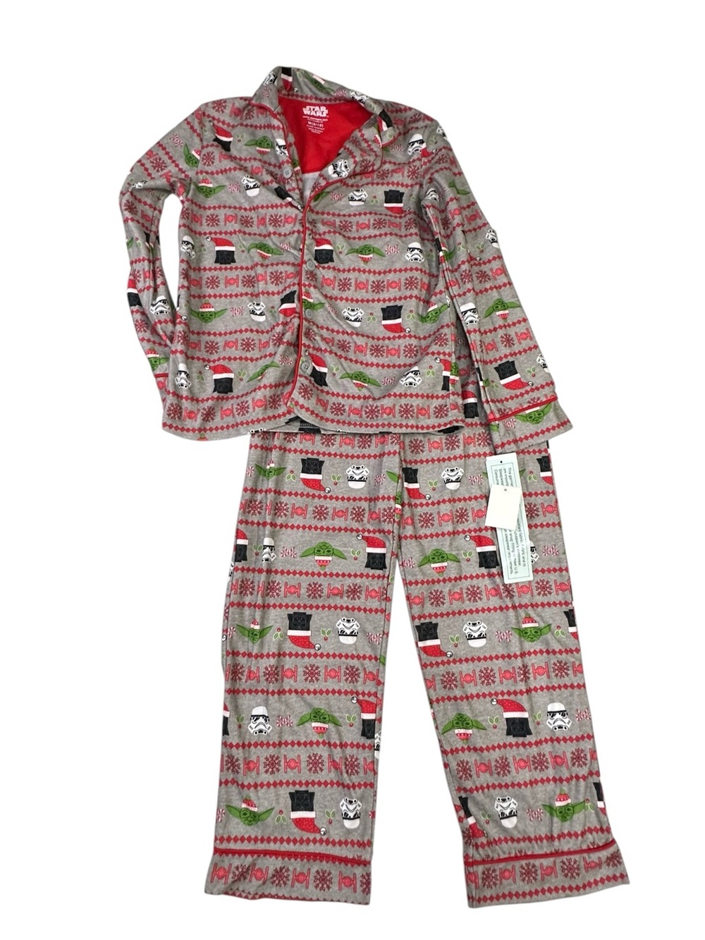 Star Wars Kids Christmas Pajama Set Yoda Darth Vader NWT Size 8/10 Medium